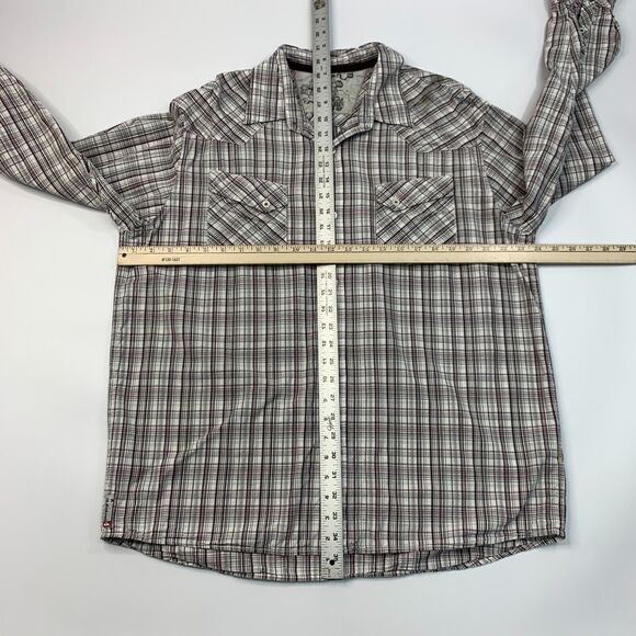 Quiksilver Button Up Shirt Mens L Large White Gray Plaid Long Sleeve Cotton - Picture 7 of 13
